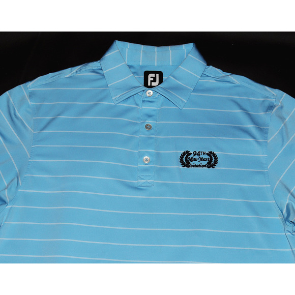 FootJoy "94th New Years" Men's Short Sleeve Golf Polo Striped Shirt Size‎ Medium - Picture 2 of 7